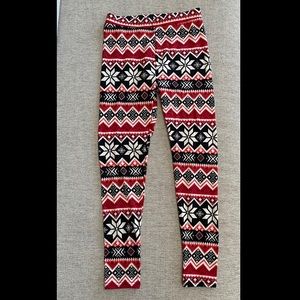 Holiday print cozy fleece legging